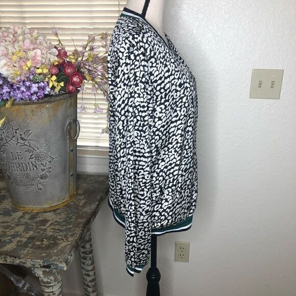 NEW Kori America Silky Black and White Animal Print Bomber Style Jacket NWT - Picture 7 of 15